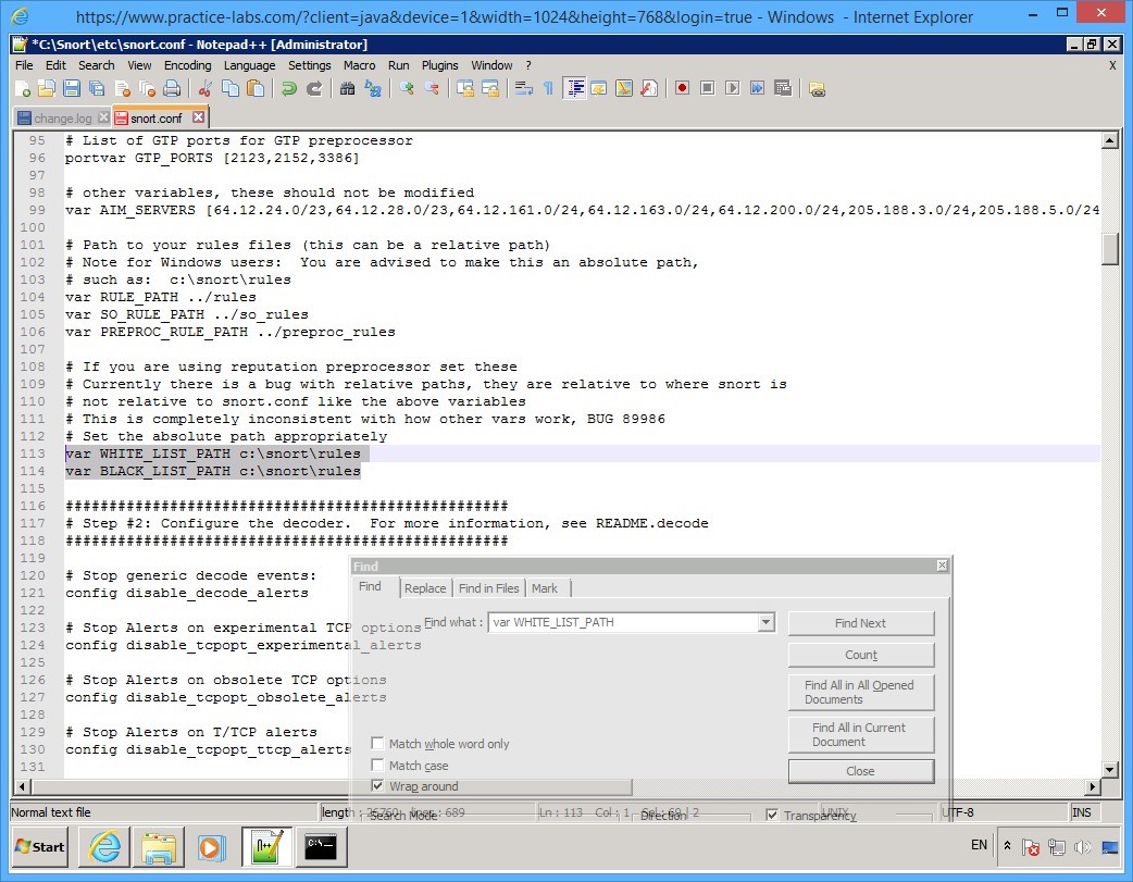 Practice Labs screenshot.